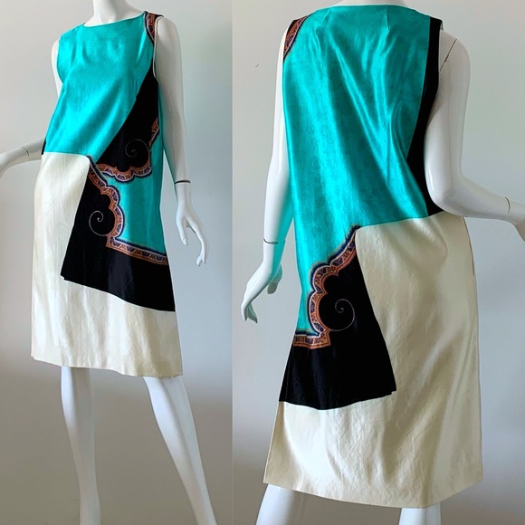 Dries Van Noten Dress Silk Wool Painted 38 - Picture 3 of 5